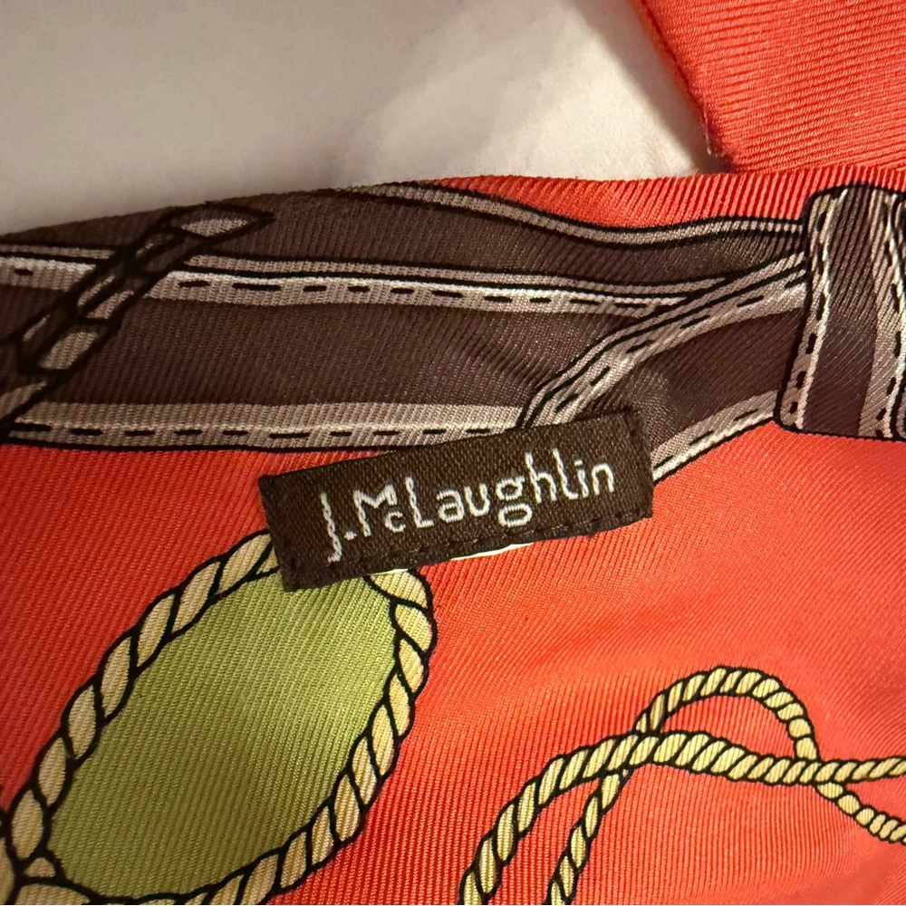 J. McLAUGHLIN BELT ORANGE GREEN SASH TIE GOLD CHAIN - Picture 9 of 9
